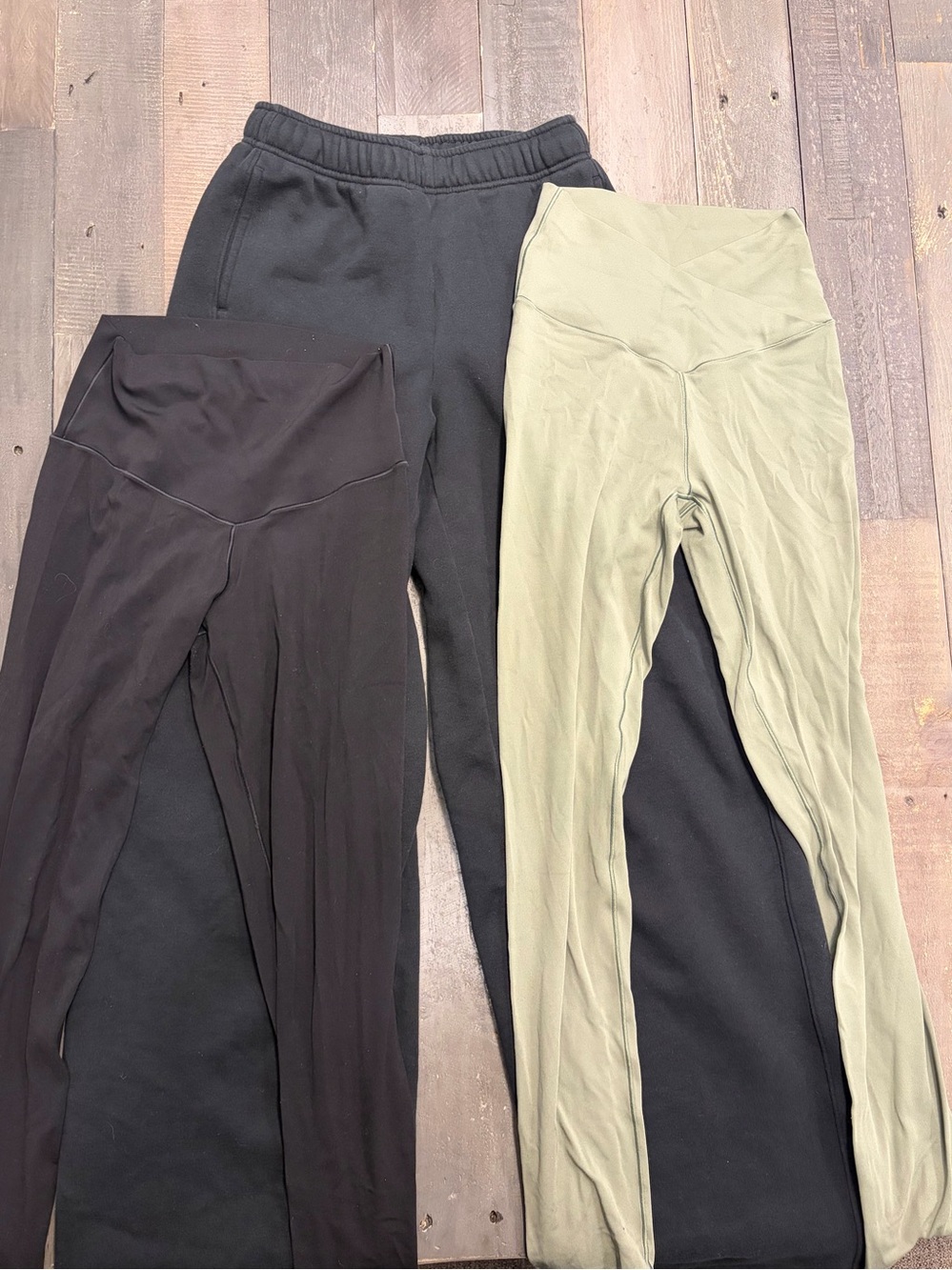 Aerie OFFLINE XXS Black Fleece Lounge Sweatpants, + 2 Leggings (S) Bundle
